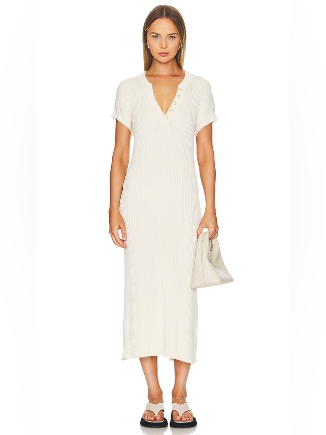 Varley Aria Ribbed Knit Midi Dress S